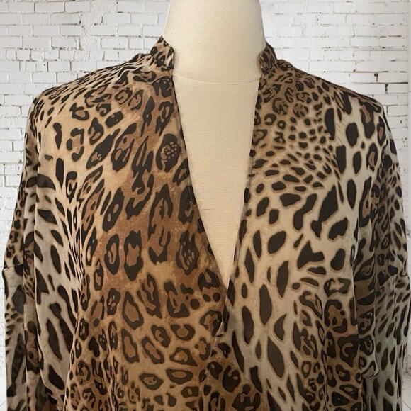 Paper Heart Australia Designer Animal Print Wrap Blouse Sz XS/S Long Sleeves - Picture 2 of 9